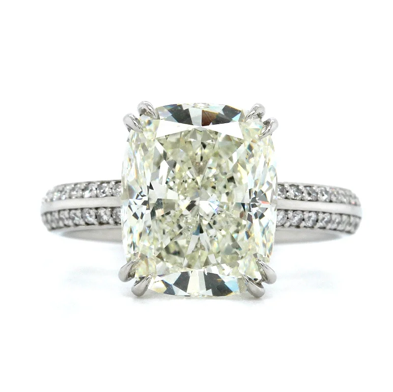 Platinum Cushion Cut Diamond Engagement Ring