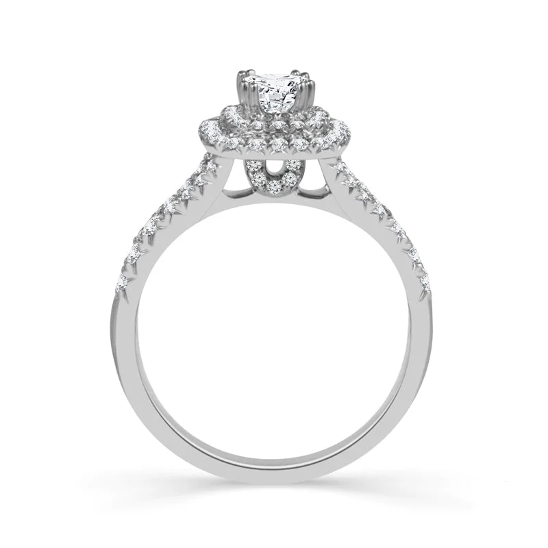 Fink's Exclusive 14K White Gold Cushion and Round Diamond Double Halo Engagement Ring