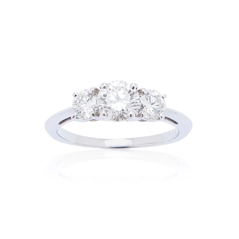 Fink's Exclusive 18K White Gold Round Three Stone Engagement Ring