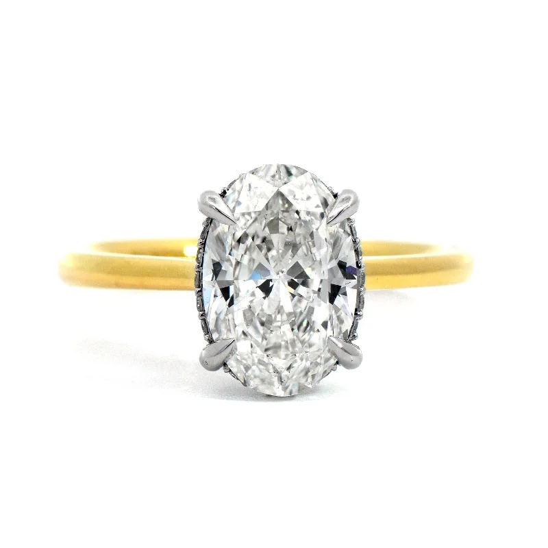 18K Yellow Gold Oval Diamond Engagement Ring