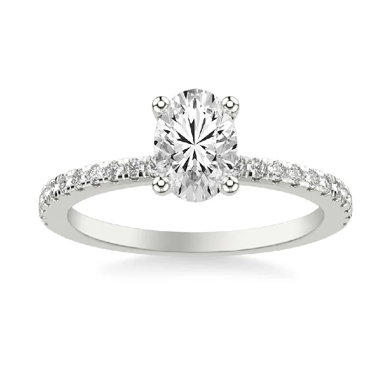 Platinum Oval Diamond with Diamond Gallery Engagement Ring