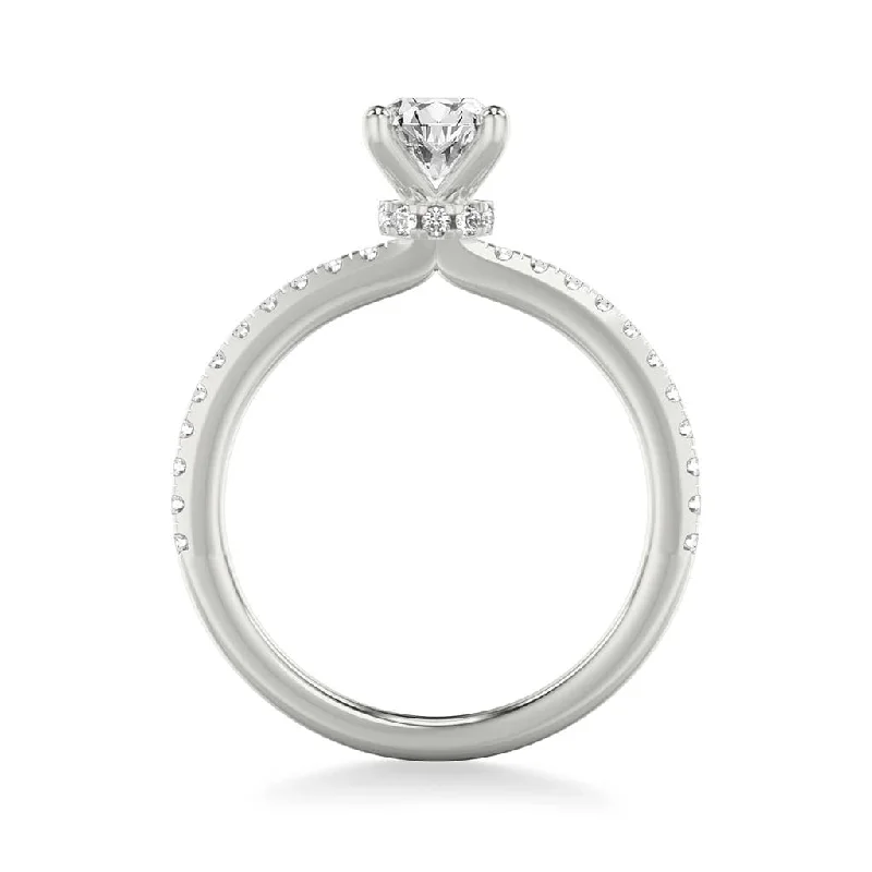 Platinum Oval Diamond with Diamond Gallery Engagement Ring