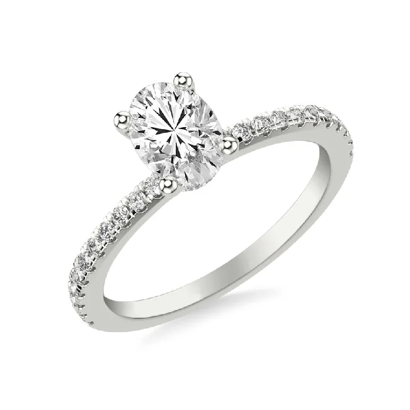 Platinum Oval Diamond with Diamond Gallery Engagement Ring