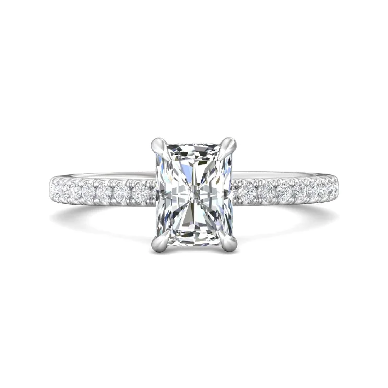 Platinum Radiant Diamond with Diamond Hidden Halo Engagement Ring