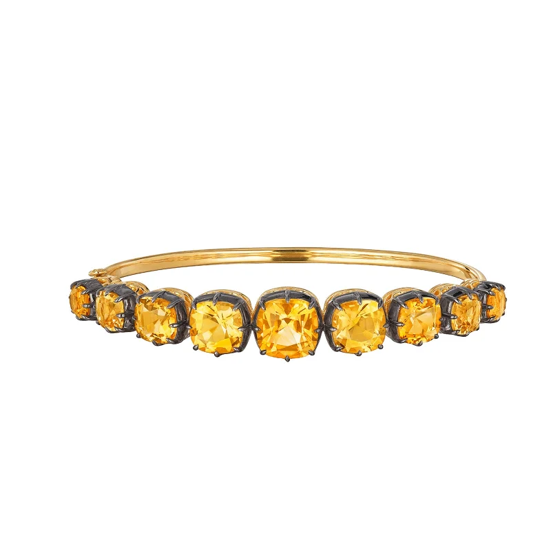 Collet Cushion-Cut Bangle - Citrine