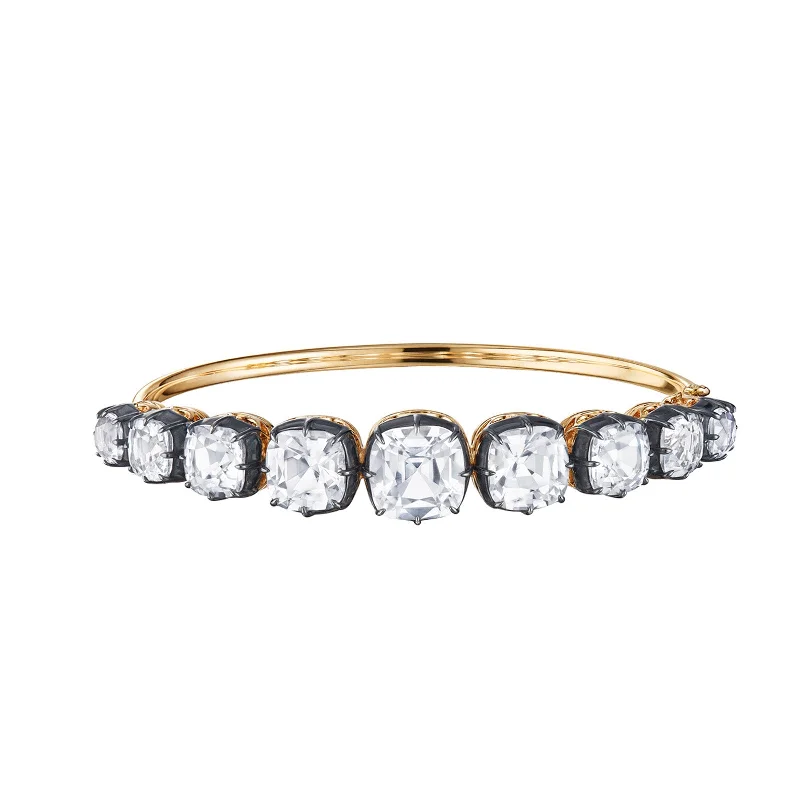 Collet Cushion-Cut Bangle - White Topaz