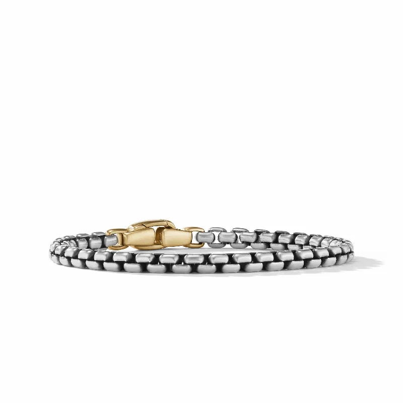 Box Chain Bracelet in Sterling Silver with 14K Yellow Gold