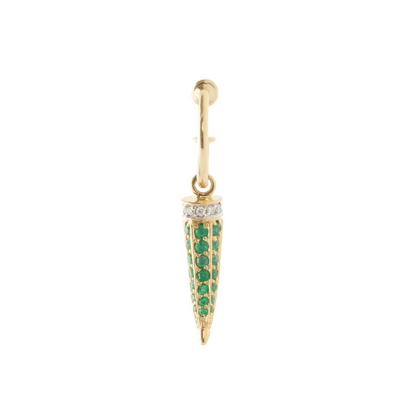 Horn Earring - Emerald and Diamond