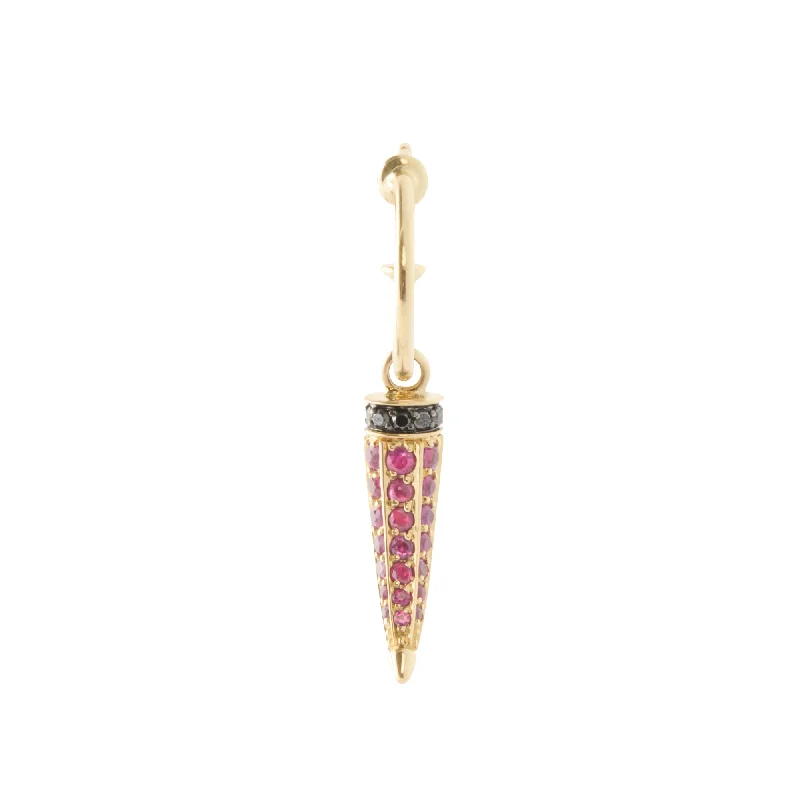 Horn Earring - Ruby and Black Diamond