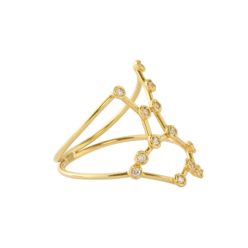 Virgo Constellation Ring - Yellow Gold