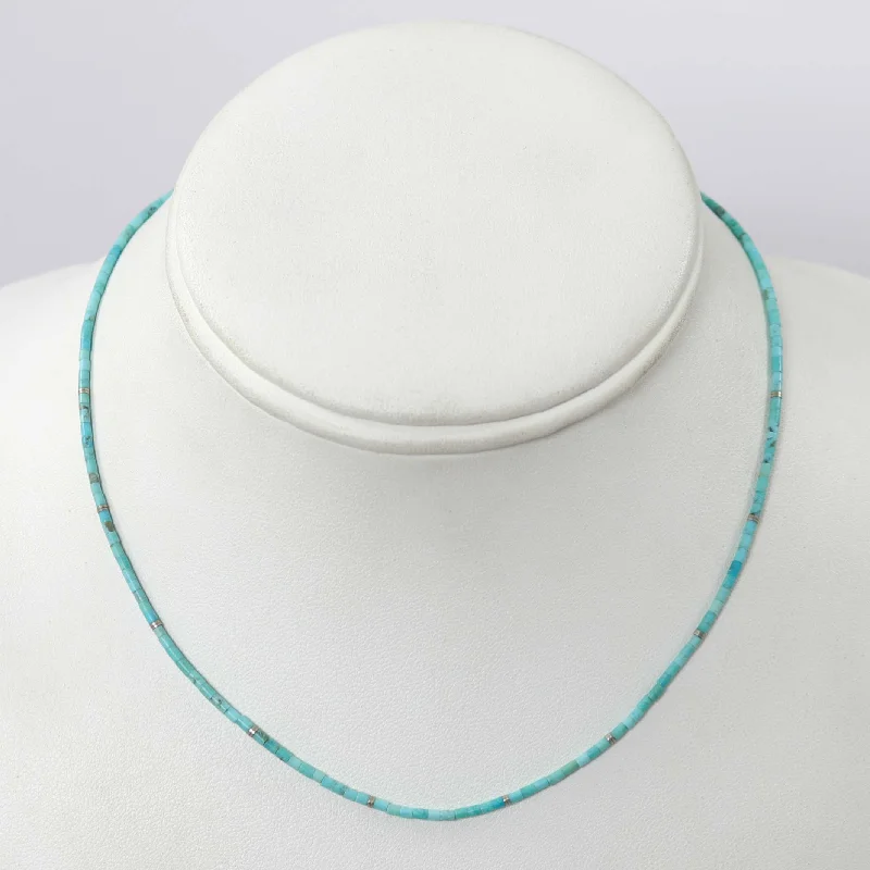 Kingman Turquoise Heishi Necklace