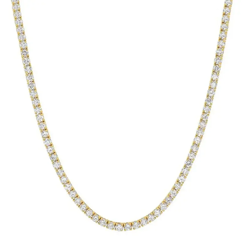 Lab Grown 10.00 Cttw. Yellow Gold Diamond Tennis Necklace