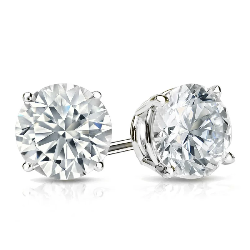 Lab Grown 3.30 Cttw. 14K White Gold Diamond Solitaire Earrings