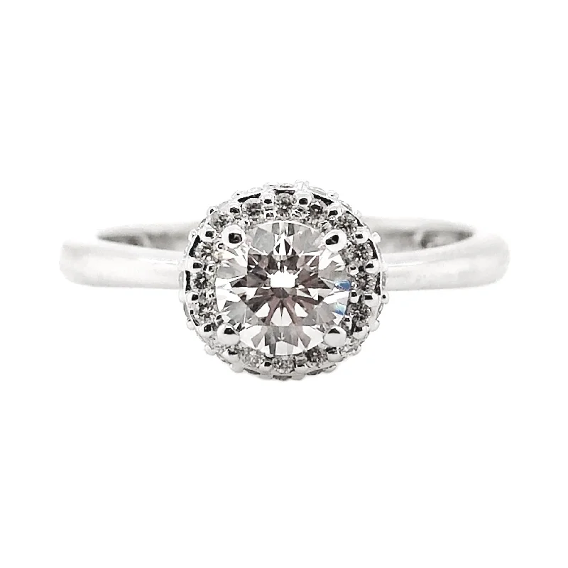 Lab Grown White Gold Diamond Halo Engagement Ring