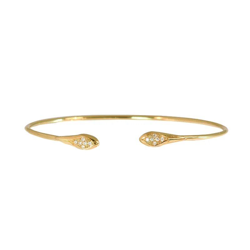 Baby Snake Head Bracelet - Double Diamond