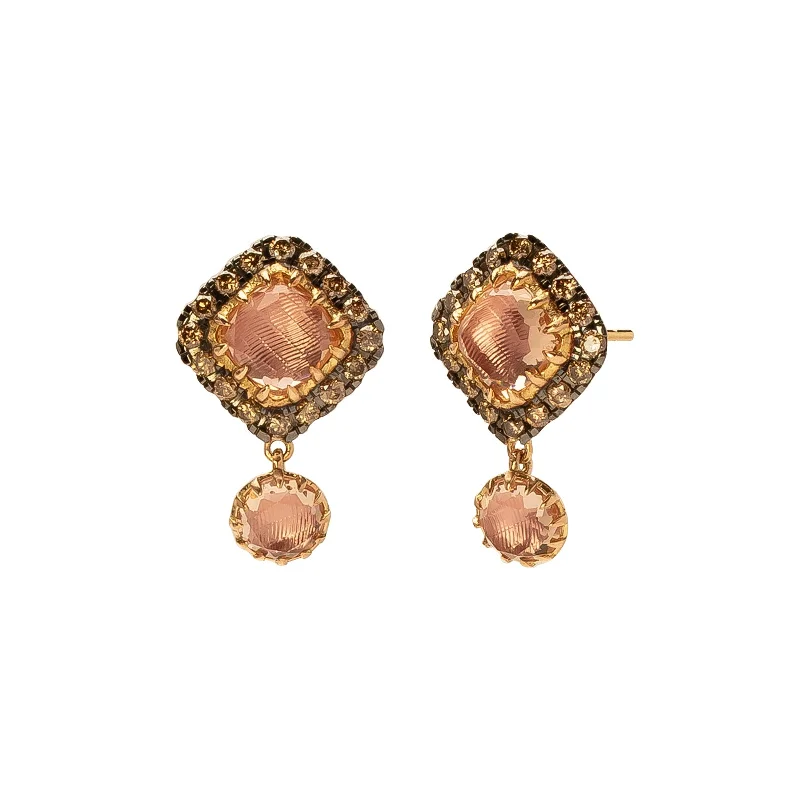 Caprice Cushion Pave Drop Earrings - Ballet