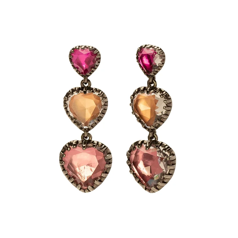 Valentina 'I love NY' Three Drop Earrings - Pink