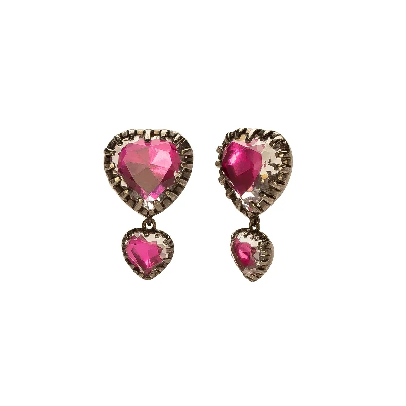 Valentina 'I love NY' Two Drop Earrings - Fuchsia