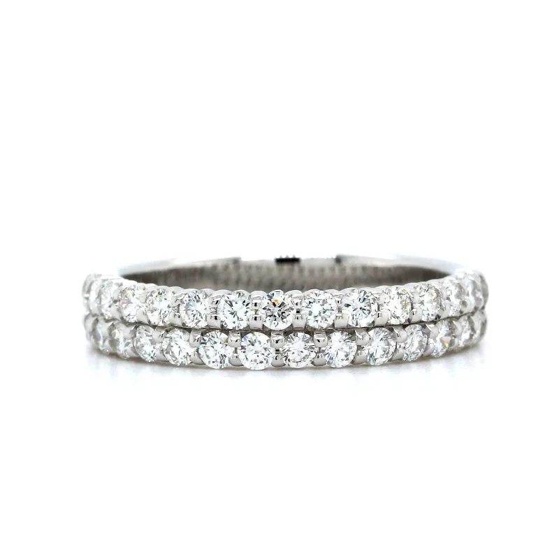 18K White Gold Double Row Diamond Wedding Ring