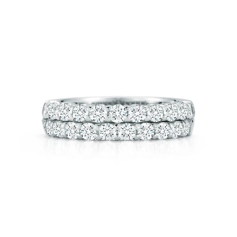 18K White Gold Double Row Diamond Wedding Ring