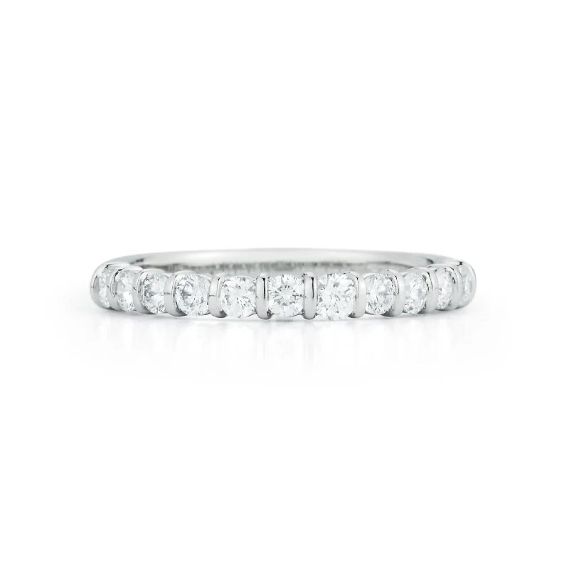 Platinum 11 Stone Bar Set Diamond Wedding Ring