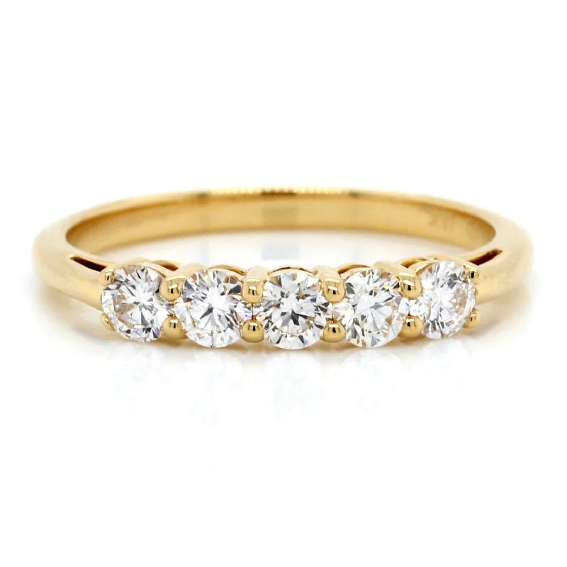 18K Yellow Gold Five-Stone Diamond Wedding Ring