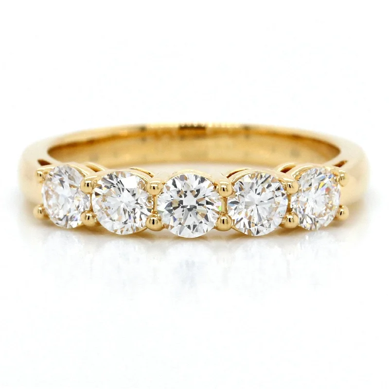 18K Yellow Gold Five-Stone Diamond Wedding Ring