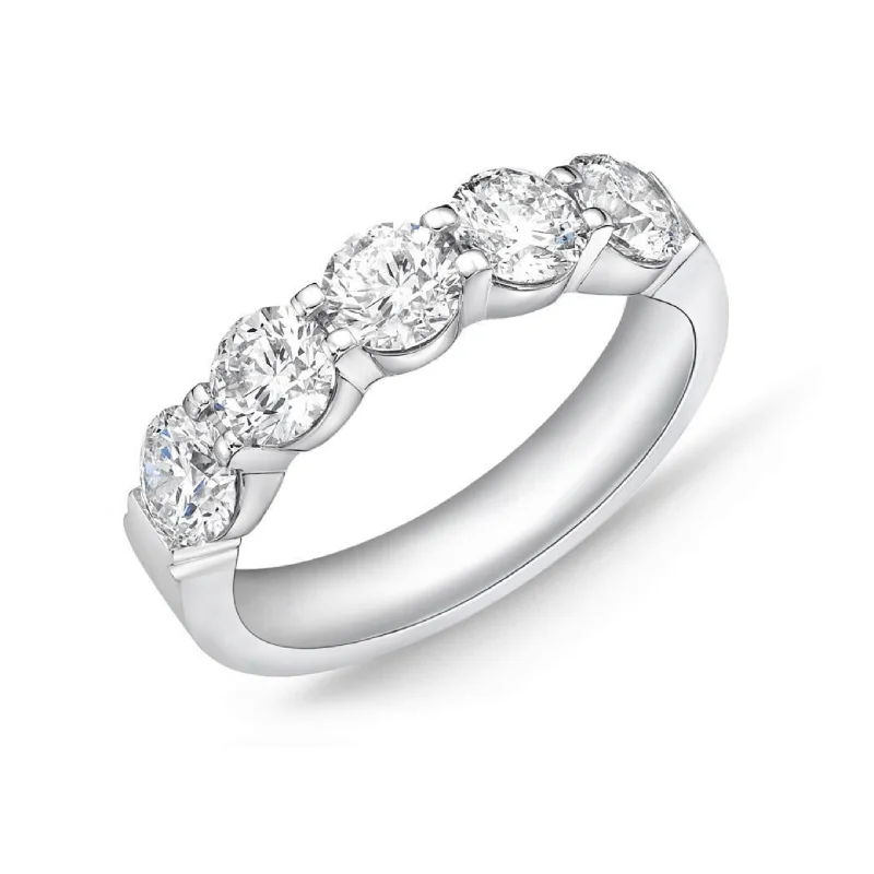 Platinum Petite Prong 5 Stone Diamond Band