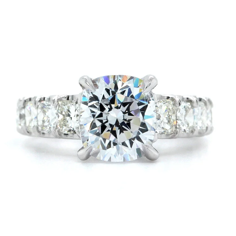 Platinum 10 Stone Diamond Engagement Ring Setting