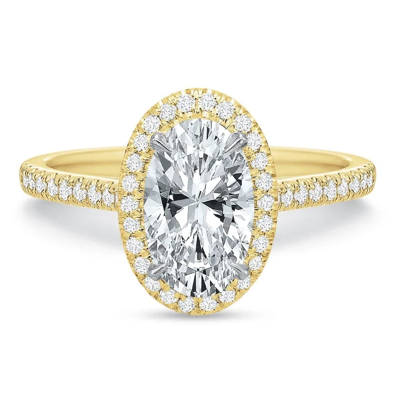 18K Yellow Gold Oval Diamond Engagement Ring Setting