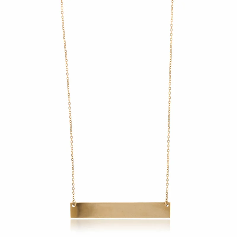 14K Yellow Gold Engravable Bar Necklace