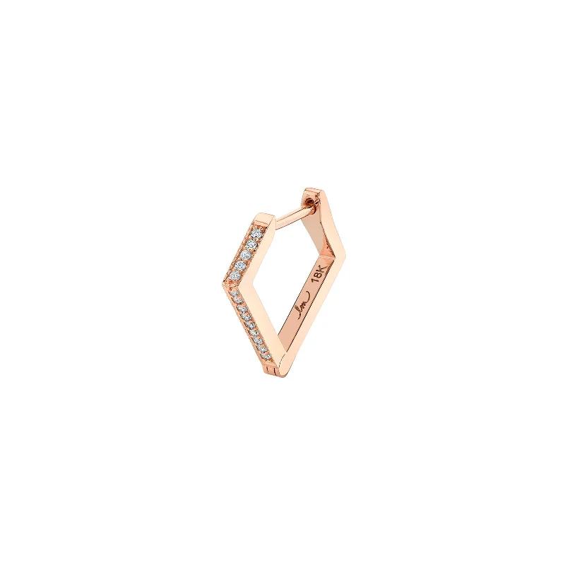 Angled Diamond Huggie - Rose Gold