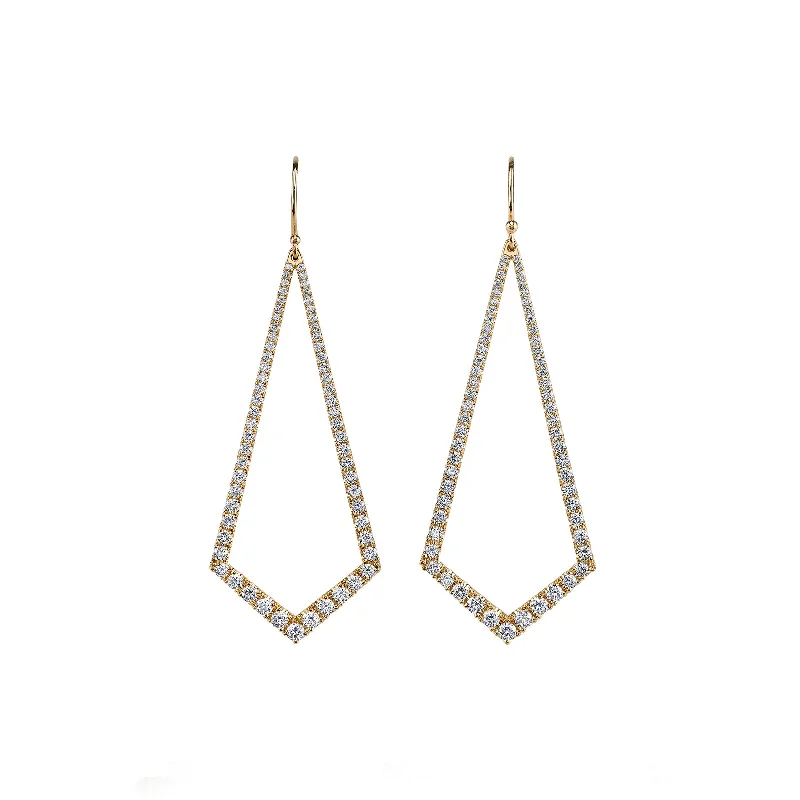 Kite Diamond Chandelier Earrings - Yellow Gold