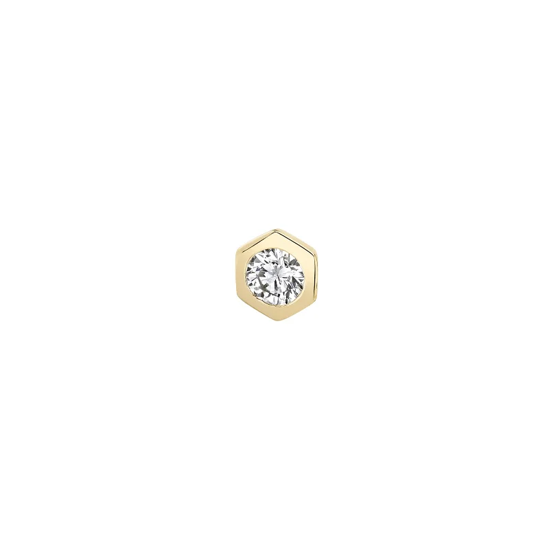 Solitaire Round Diamond Bezel Stud - Yellow Gold