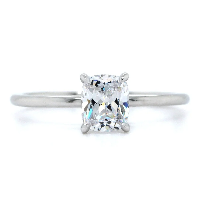 Platinum Cushion 4 Prong Solitaire Engagement Ring Setting