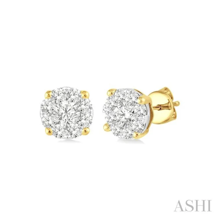 1/6 Ctw Lovebright Round Cut Diamond Stud Earrings in 14K Yellow Gold