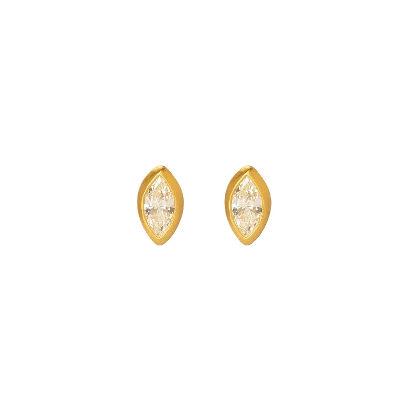 Marquis Diamond Studs - Yellow Gold