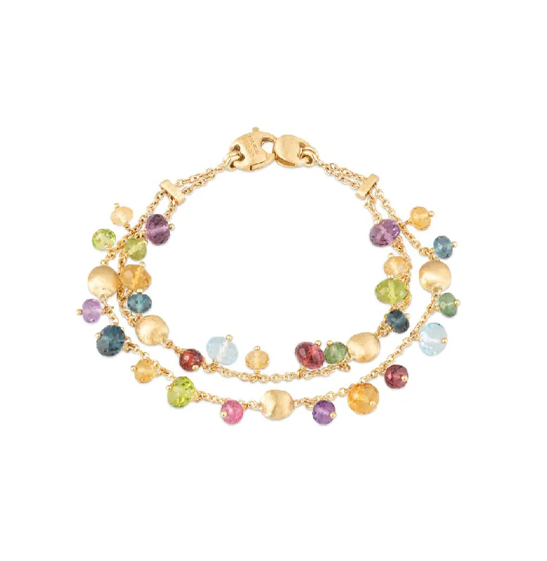 Marco Bicego Africa Yellow Gold Multi-Strand Mixed Gemstone Bracelet