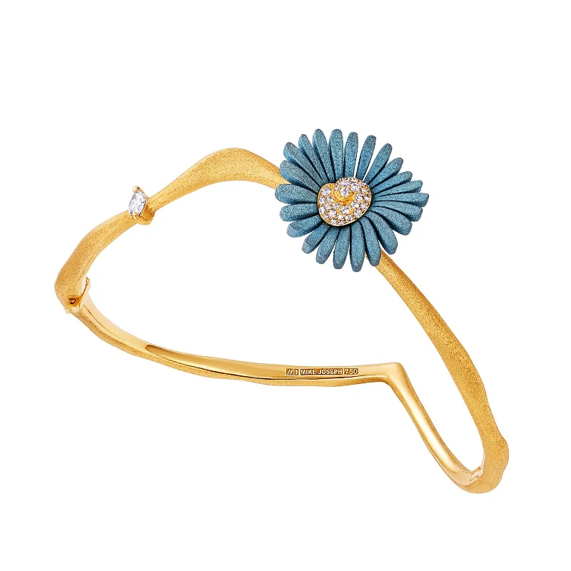 Stone Blue Flower Bangle