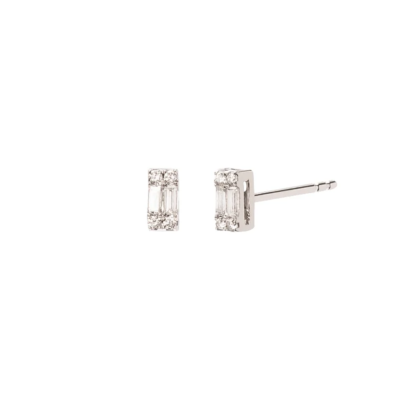 Baguette Diamond Earrings - White Gold