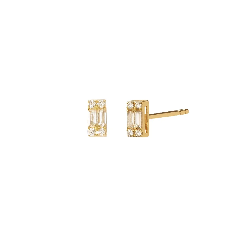 Baguette Diamond Earrings - Yellow Gold