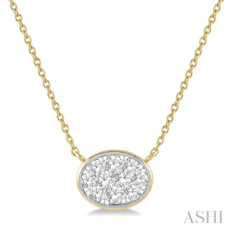 1/3 Ctw Oval Shape Lovebright Diamond Necklace in 14K Yellow and White Gold