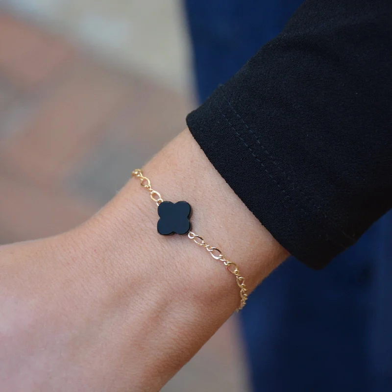 Payton Clover Bracelet - Onyx