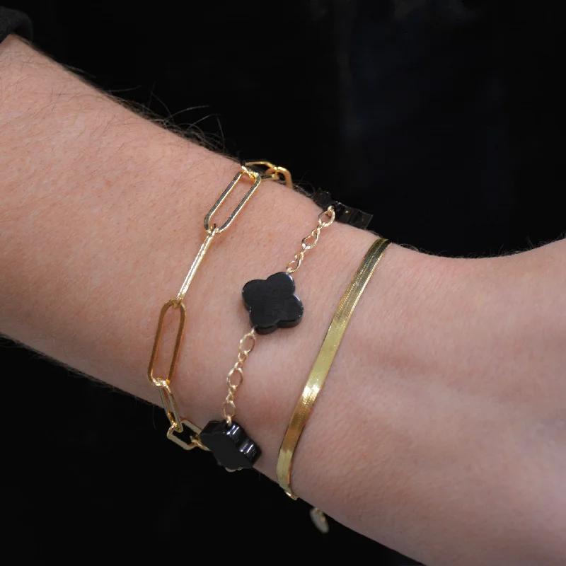 Payton Triple Clover Bracelet - Onyx