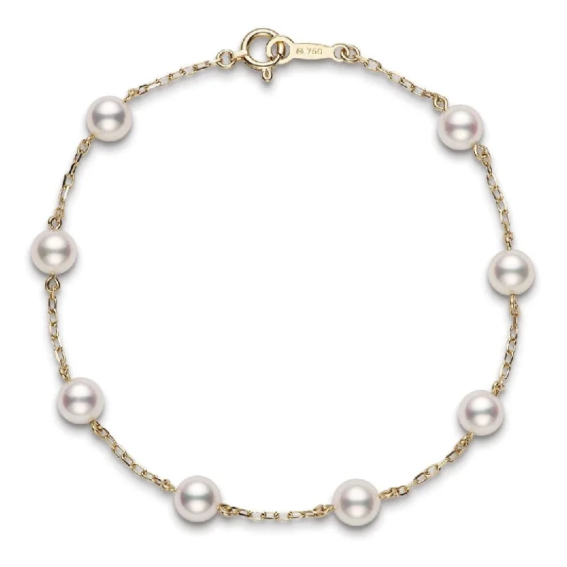 Mikimoto 18K Yellow Gold Akoya Cultured Pearl Station Bracelet