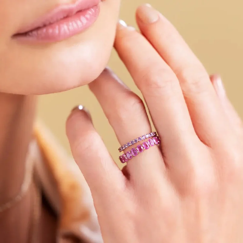 Pink Sapphire Pave Stack Band