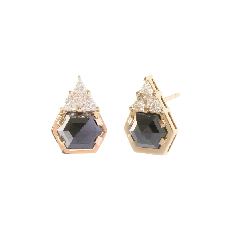 Prism Earrings - Black Diamond and White Diamond