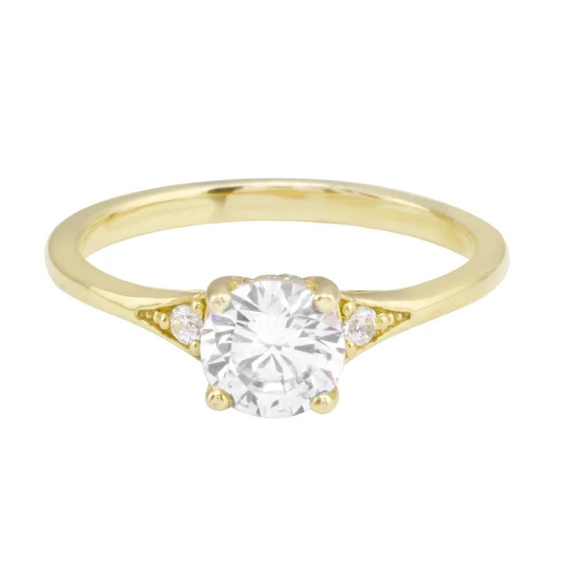 Round Diamond and Single Side Pavé Set Diamond Engagement Ring