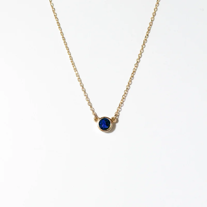 SAPPHIRE BEZEL NECKLACE | 14K GOLD | 3MM SAPPHIRE