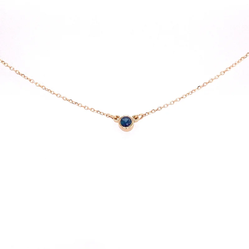 SAPPHIRE BEZEL NECKLACE | 14K GOLD | 3MM SAPPHIRE